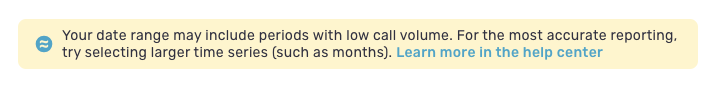 The in-console recommendation to change the view to increase the call volume used for the data sample.