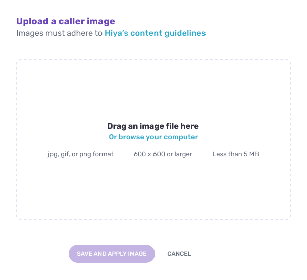 The image upload window, with the area to drag a file onto or browse your computer.